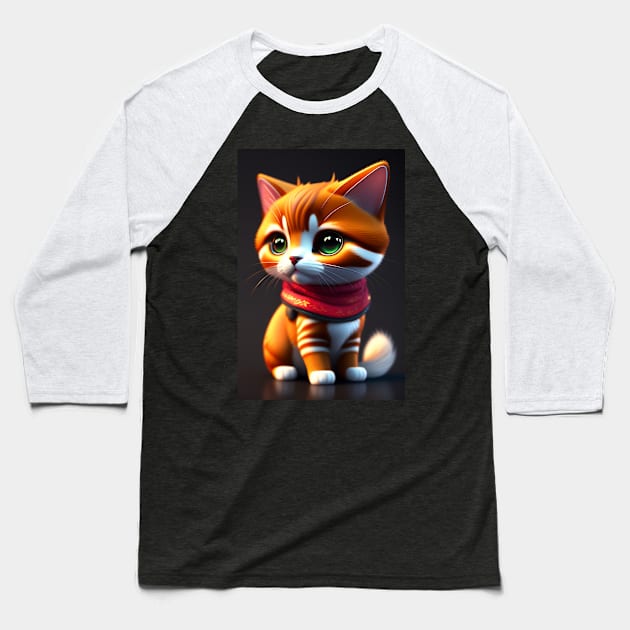 Cute cat graphic design artwork Baseball T-Shirt by Nasromaystro